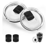 AUAUY Lot de 2 couvercles magnétiques de 887 ml compatibles avec YETI Rambler, Ozark Trail, gobelet à café, interrupteur coulissant magnétique, anti-déversement, livré avec 2 curseurs magnétiques de rechange, noir