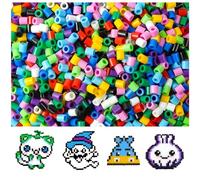 AUAUY Perles à Repasser, 1100pcs Perles et Abalorios Hama Beads, 10 Couleurs 10mm Kit de Perles Fusibles à l'Eau, Kit de Bricolage pour Faire Fusionner les Perles pour Enfants