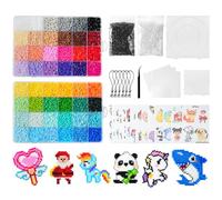 AUAUY Perles à repasser, 26 000 pièces, 2,6 mm, perles à fusion, pour enfants, bricolage, perles artisanales, avec 14 cartes avec motif, planches perforées, pincettes, papier à repasser, jeu créatif