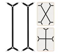 AUAUY Sangles pour Draps de Lit, 4 Pièces Attache Réglable Drap Housse Triangle Attache Matelas élastique Tendeur de Draps Réglable Bretelles Sangle pour Matelas pour Draps, Matelas, Canapé-Noir