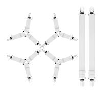 AUAUY Sangles pour Draps de Lit, 6 Pcs Attache Drap Housse Attache Matelas | élastique Tendeur de Draps Réglable Bretelles Sangle pour Matelas pour Draps, Matelas, Planche à Repasser ou Canapé-Blanc