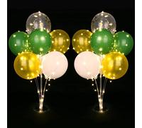 AUAUY Support de Ballon, 2 Set Table Décoration Porte Ballons, Kit de Support de Ballon 28", Porte-ballon Transparent Réutilisable avec 16 Ballons, pour la Fête D'anniversaire, Mariage (Vert)