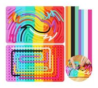 AUAUY Tableau D'activité Sensorielle Enfant, Jouet Anti-Stress en Silicone | Planche Sensorielle Double Face avec Sac Portable et 20 Cordes, pour Soulager Le Stress, TDAH et Autisme - Coloré