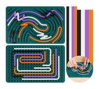 AUAUY Tableau D'activité Sensorielle Enfant, Jouet Anti-Stress en Silicone | Planche Sensorielle Double Face avec Sac Portable et 20 Cordes, pour Soulager Le Stress, TDAH et Autisme - Vert Foncé
