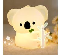AUAUY Veilleuse Koala, Rechargeable USB Veilleuse Tactile en Silicone, 3 Niveaux Réglables Chaude & 7 Couleurs Minuterie Lampe de Chevet Kawaii, pour Salon, Déco de Table, Cadeau
