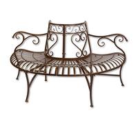 aubaho Banc de Jardin Banc d'arbre Meubles de Jardin métal Brun Style Antique 146cm