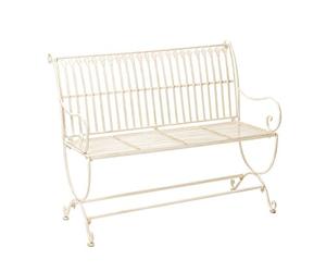 aubaho Banc pour Jardin en Fer forgé - Style Antique - Motif Fleur de lys - Blanc