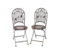 aubaho De Jardin 2X par 9 kg Chaise en Fer forgé Chaise Pliante Brun Style Antique