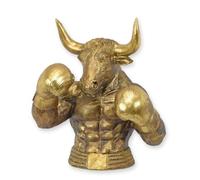 aubaho Figurine en résine représentant un taureau boxant réplique rétro décoration