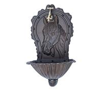 aubaho Fontaine Murale de Jardin avec Vasque - Fer - Style Antique - Motif Cheval - Marron