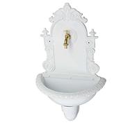 aubaho Fontaine Murale de Jardin avec Vasque - Style Antique - Aluminium - Motif grappe de Raisin - Blanc