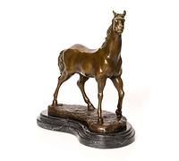 aubaho Statuette de Cheval en Bronze - Socle en marbre - 32 cm - 6 kg
