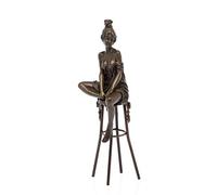 aubaho Statuette de Femme sur Tabouret de Bar - Bronze