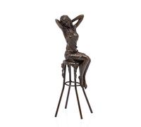aubaho Statuette de Femme sur Tabouret de Bar - Pose érotique - Style Antique - Bronze