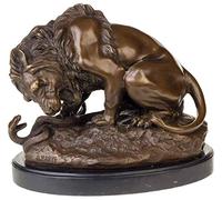aubaho Statuette en Bronze Sculpture Lion et Serpent après Barye Style Antique réplique