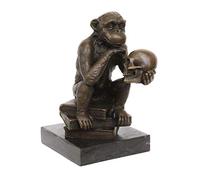 aubaho Statuette en Bronze Singe avec Le crâne Darwin Style Antique Statue 15cm
