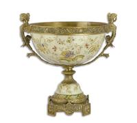 aubaho Un bol en porcelaine décoré de bronze sur un support réplique de décoration rétro