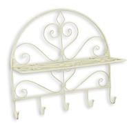 aubaho Une étagère en fer pliable avec crochets pour le montage mural - Blanc réplique rétro décoration