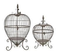 aubaho Une paire de cages à oiseaux en fer - Réplique décorative - Design rétro - Décoration