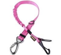 AUBELL Ceinture de sécurité réglable pour chien - Ceinture de sécurité pour chien - Harnais élastique - Avec clip de fermeture à crochet et boucle - Mousqueton pivotant - Rose