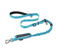 AUBELL Laisse tactique robuste pour chien de taille moyenne et grande avec double poignée rembourrée confortable, harnais de voiture, réfléchissant, réglable, solide, 1,2 à 1,8 m, bleu
