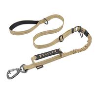 AUBELL Laisse Tactique Robuste pour Chien de Taille Moyenne et Grande avec Double poignée rembourrée Confortable, Harnais de Voiture, réfléchissant, réglable, Solide, 1,2 à 1,8 m, Marron