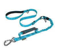 AUBELL Laisse tactique robuste pour chien de taille moyenne et grande avec double poignée rembourrée confortable, harnais de voiture, réfléchissant, réglable, solide, 1,2 à 1,8 m, bleu