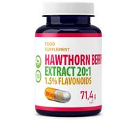 Aubépine (Hawthorn Berry) 10,000mg équivalent (500mg d'extrait 20:1) 120 gélules végétaliennes, 1,5% de flavonoïdes, testé par un laboratoire indépendant