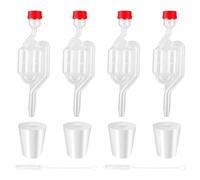 Aubess Lot de 4 tubes de fermentation avec bouchon et brosse de nettoyage en plastique transparent - Tubes de fermentation pour ballon de vin, fermentation de jus pur, brassage de bière, vin