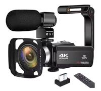 AUBEST Caméra vidéo, Caméra vidéo 4K Ultra HD 30MP WiFi Zoom numérique 16X Caméscope DV Caméra vidéo numérique Caméra vidéo numérique Caméra à écran Tactile rotative à 270 degrés(Handheld stabilizer)