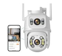 AUBEST Caméras de Sécurité, Caméra de Surveillance extérieure sans Fil PTZ 8MP 4K, Double Objectif, Double écran, détection Humaine AI, Suivi Automatique(4MP NO SD Card)