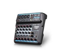 AUBEST Table de Mixage DJ, Console de mixage M4 M6 DJ avec Carte Son Bluetooth for PC, Enregistrement, Micro, Interface de mixage d'instruments(6 Channels)