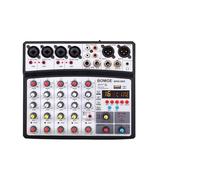 AUBEST Table de Mixage DJ, Console de mixage Portable sans Fil à 6 canaux, Interface USB, Carte Son avec 16 DSP, Alimentation fantôme Echo 48 V(BMG-06D-Black)