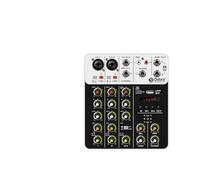 AUBEST Table de Mixage DJ, Console DJ Portable V4 4 canaux avec Alimentation fantôme 48 V et Carte Son for Enregistrement et Chant sur PC(V4 White Type)