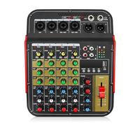 AUBEST Table de Mixage DJ, Mélangeur 6 canaux Conférence extérieure Processeur de réverbération Compatible USB Bluetooth Chantez en Direct avec des mixeurs de Carte Son
