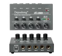 AUBEST Table de Mixage DJ, Mélangeur de Ligne à très Faible Bruit 4/6/8 canaux Mini mélangeur de Son Alimentation DC5V Mélangeur à Fonctionnement Facile(DX400)