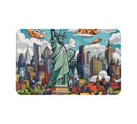 AUBKFELD Cartoon Cute New York American Theme Art Printed Door Mat 80x49 CM - Flanelle Antidérapant Floor Mat Doormats for Home Entrées and Pets Friendly Spaces