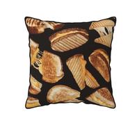 AUBKFELD Housse de coussin carrée décorative en velours doux avec bordure noire - Motif sandwich au fromage - 45 x 45 cm