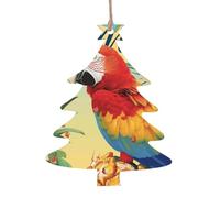 AUBKFELD Lot de 4 décorations de Noël en bois en forme de perroquet et d'ananas en forme de sapin de Noël à suspendre