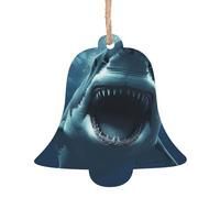 AUBKFELD Lot de 6 décorations de Noël en bois imprimées d'animaux sous-marins en forme de cloche pour sapin de Noël