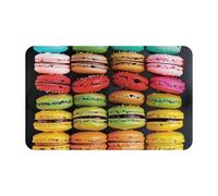 AUBKFELD Paillasson imprimé macaron biscuit 80 x 49 cm - Flanelle antidérapante pour entrée de maison et espaces adaptés aux animaux domestiques