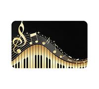 AUBKFELD Paillasson imprimé musique 80 x 49 cm - Flanelle antidérapante Tapis de sol pour entrée de maison et espaces respectueux des animaux domestiques