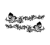 Aublinto 2 PièCes Stickers de Voiture Papillon Fleur,Autocollant Mignon Fleur Papillon,Capot Couverture Autocollants Pour Voitures Suv Camions Vans Murs Ordinateur Portable, Le Noir, one size