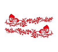 Aublinto 2 PièCes Stickers de Voiture Papillon Fleur,Autocollant Mignon Fleur Papillon,Capot Couverture Autocollants Pour Voitures Suv Camions Vans Murs Ordinateur Portable, Rouge, one size