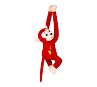 Aublinto Poupée en peluche - Motif singe - Patchwork - Pour jouer et câliner - En mélange de matériaux doux - Pour bébés et enfants - Rouge - 65 cm
