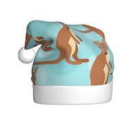 Aubnva Chapeau de Noël amusant pour homme et femme avec imprimé zoo kangourou pour les vacances, le Nouvel An, la fête, le Père Noël