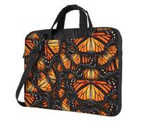 Aubnva Heaps Of Orange Monarque Papillons Imprimés Léger Polyvalent Bureau Bureau Sac de Travail Élégant et Fonctionnel Sac pour Ordinateur Portable Femme Homme, Noir , 14 inch