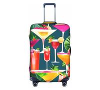 Aubnva Housse de bagage de voyage lavable avec imprimé cocktail tropical, protection personnalisée pour affaires et loisirs, blanc, S