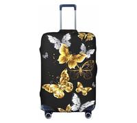Aubnva Housse de protection lavable pour valise de voyage Motif papillons blancs dorés et noirs, blanc, S