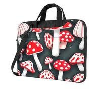 Aubnva Sac de travail léger et polyvalent avec imprimé champignon rouge et blanc élégant et fonctionnel pour homme et femme, Noir , 15.6 inch